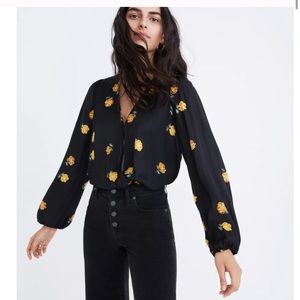 Madewell silk wrap top